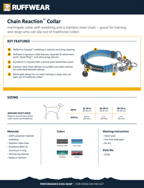 Ruffwear - Chain Reaction Collar - Sunset - Gr. S Ruffwear - Chain Reaction Collar - Sunset - Gr. S